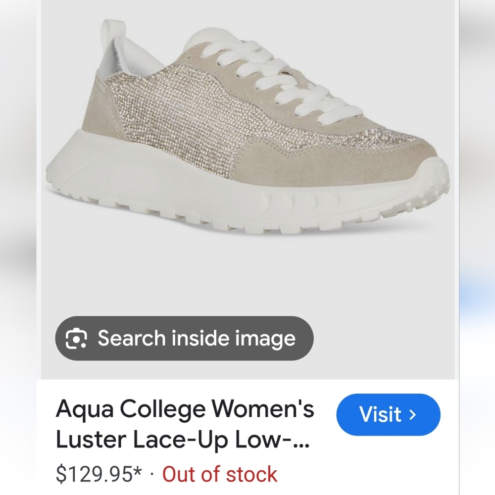 AQUA COLLEGE Women's Luster Lace-Up Low-Top Sneakers Size 9.5